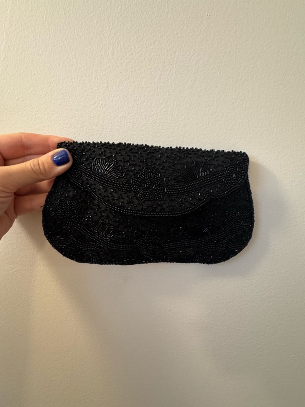 Vintage Black Beaded Evening Clutch